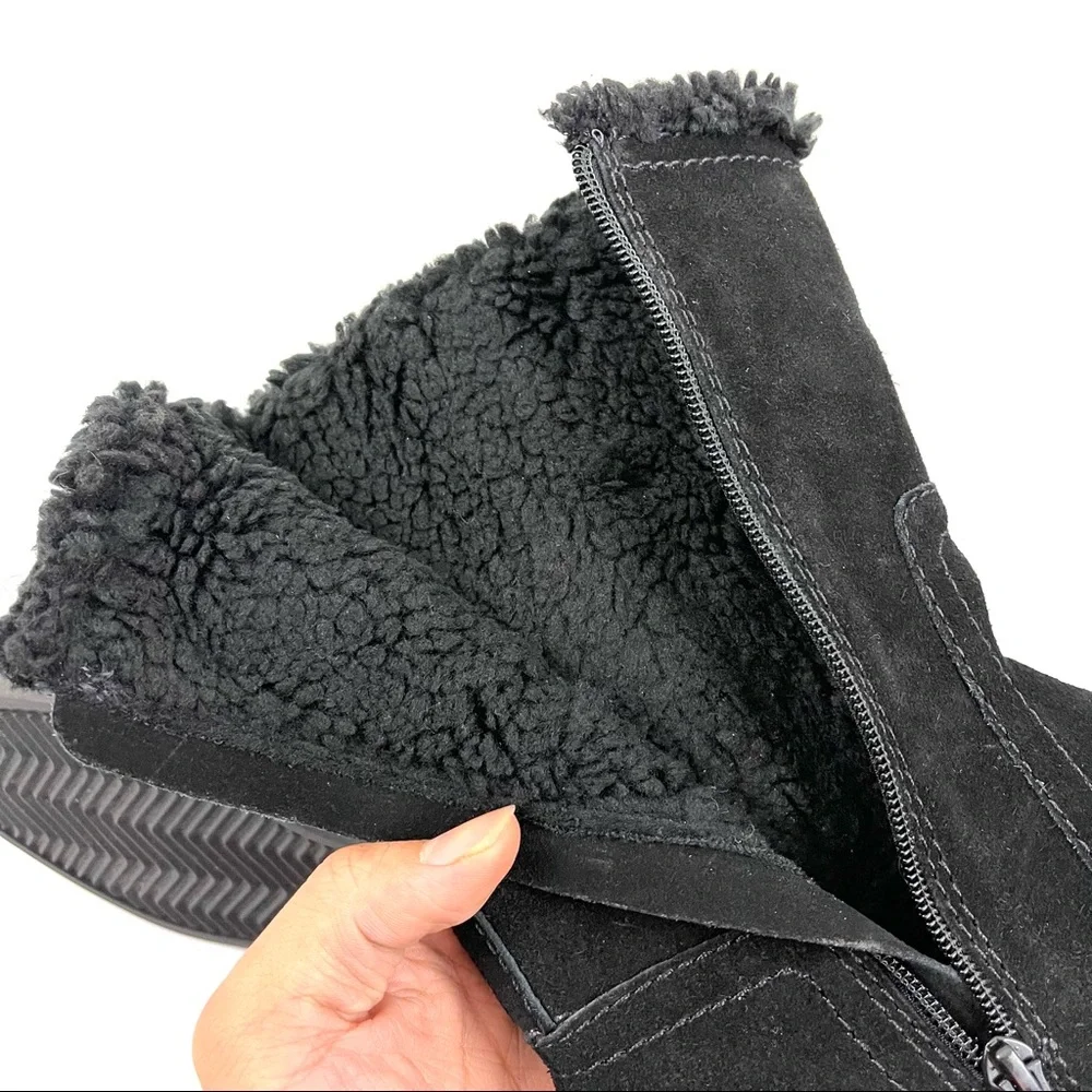 Talbots Tippi Black Suede Faux Fur Winter Boots